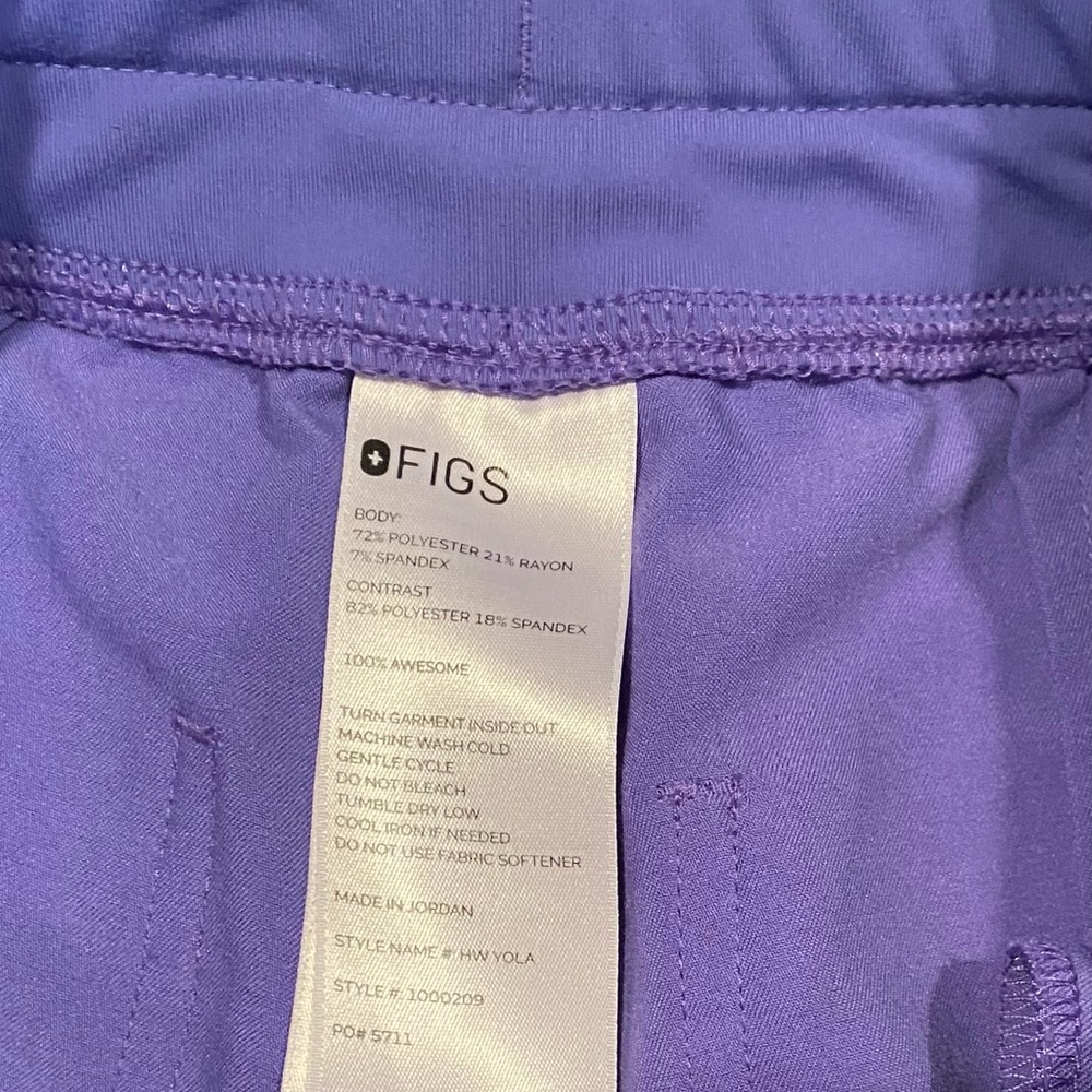 Women’s Figs Blueberry High Waisted Cargo Scrub Pants XXS  with Lime Drawstring - Picture 4 of 5